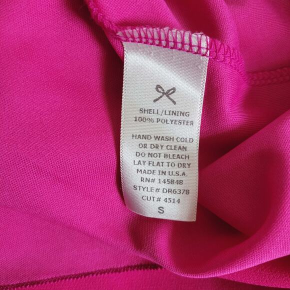 Everly Dress Womens Small Pink 3/4 Sleeve V Neck Elastic Waist Partly Lined USA - Picture 9 of 12